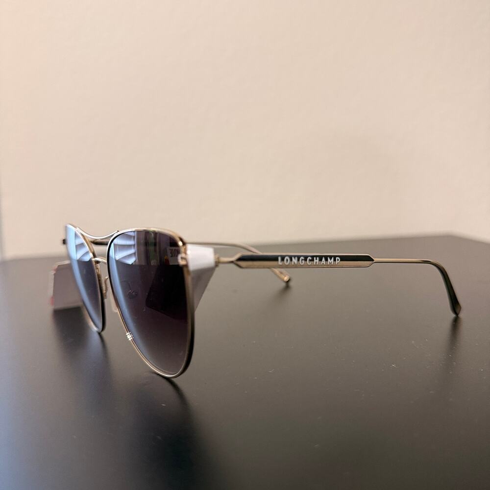 Longchamp LO134S 714 Sunglasses Women's Gold/Smoke Lenses Pilot